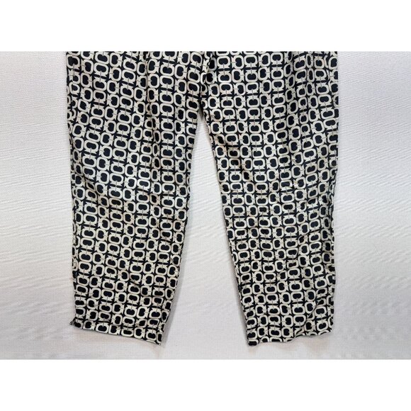 Vintage Vision Apparel Straight Satin Pants Womens Size 8 Tan Black Geometric - Picture 6 of 12